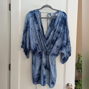 Flying Tomato Blue Tie-Dye Romper. Elastic Waist. Boho. Size Large.